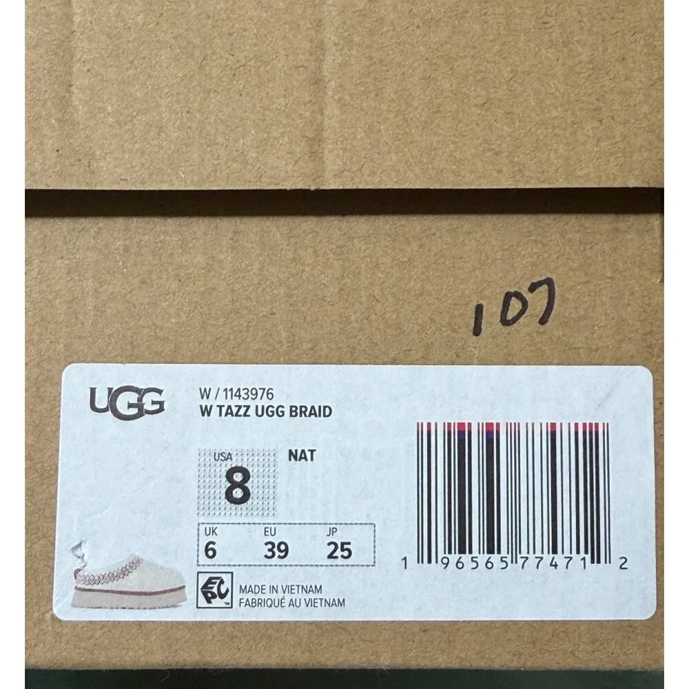NWB Ugg Taz Braid Heritage Slippers / Color - Natural / Size 8 - Picture 7 of 8